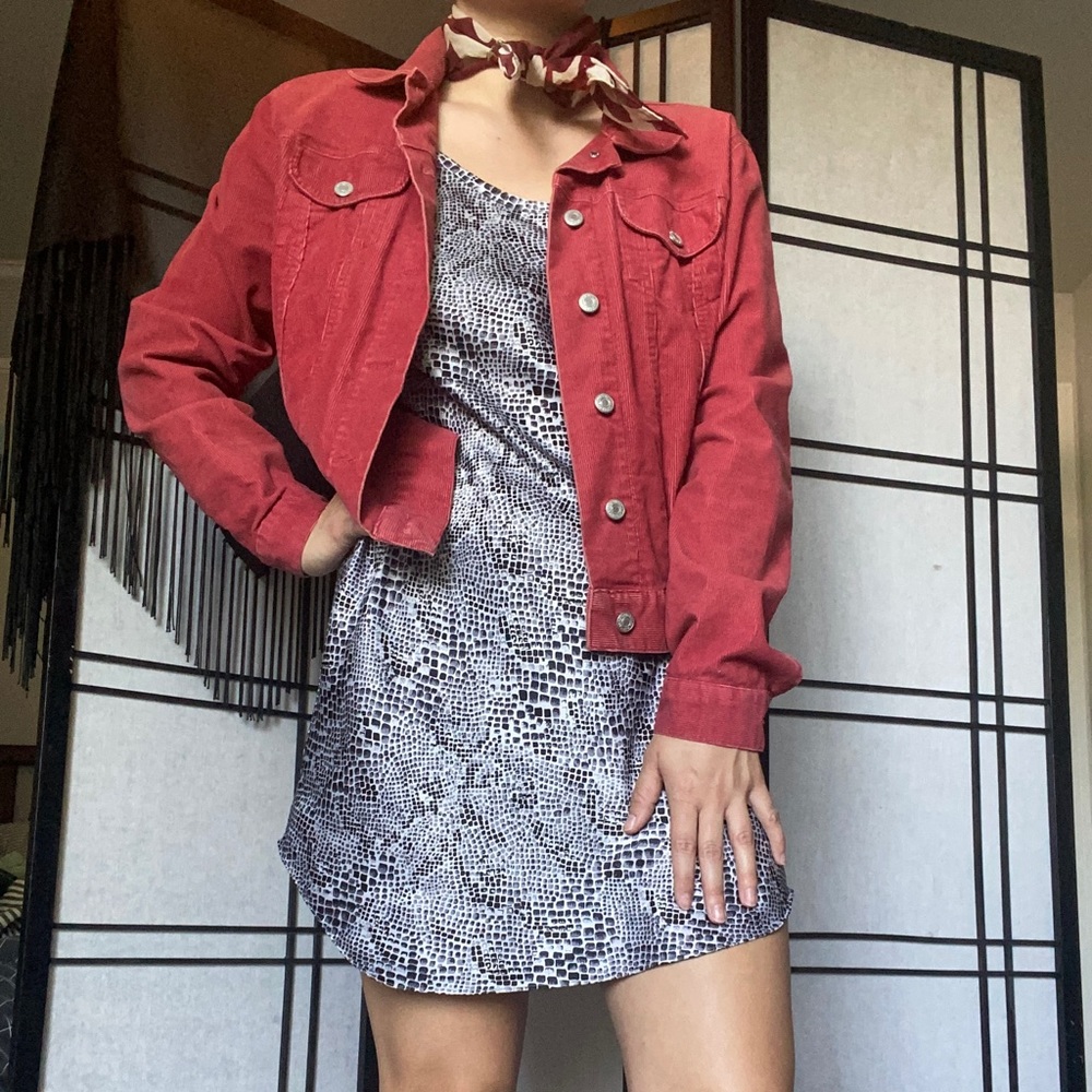 Cropped Corduroy Red Jacket